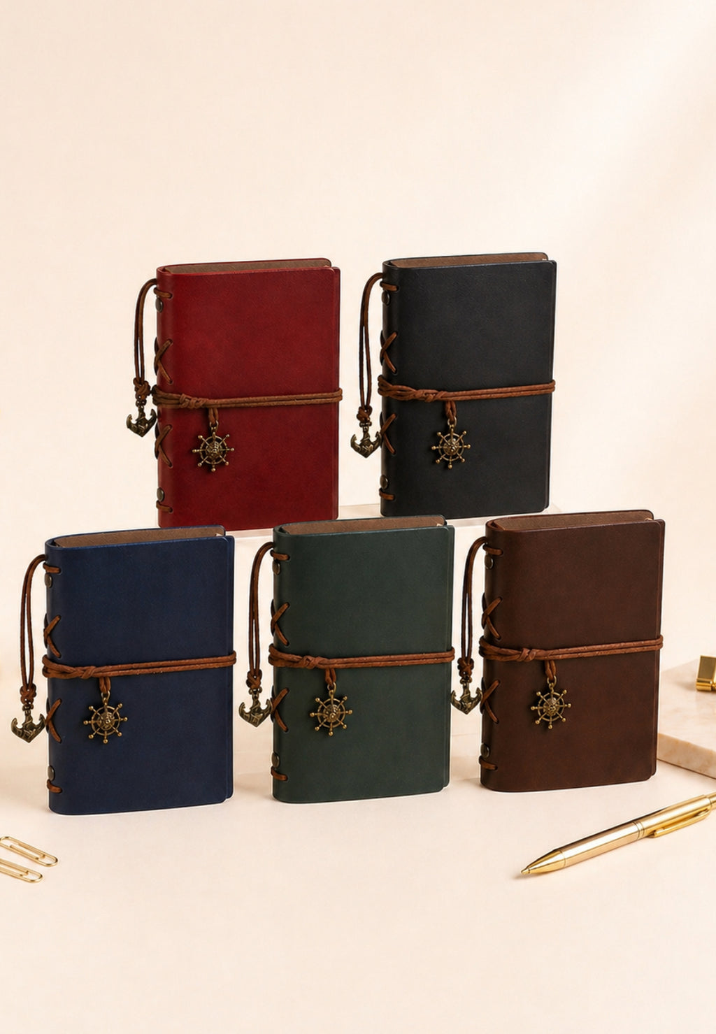 📗 A6 Leather Notebook — Vintage Refillable Journal (5 Colors)
