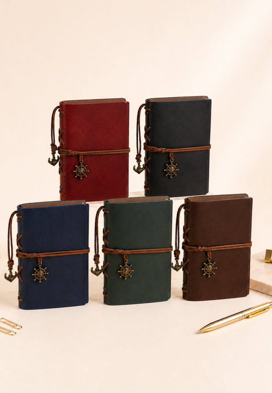 📗 A6 Leather Notebook — Vintage Refillable Journal (5 Colors)