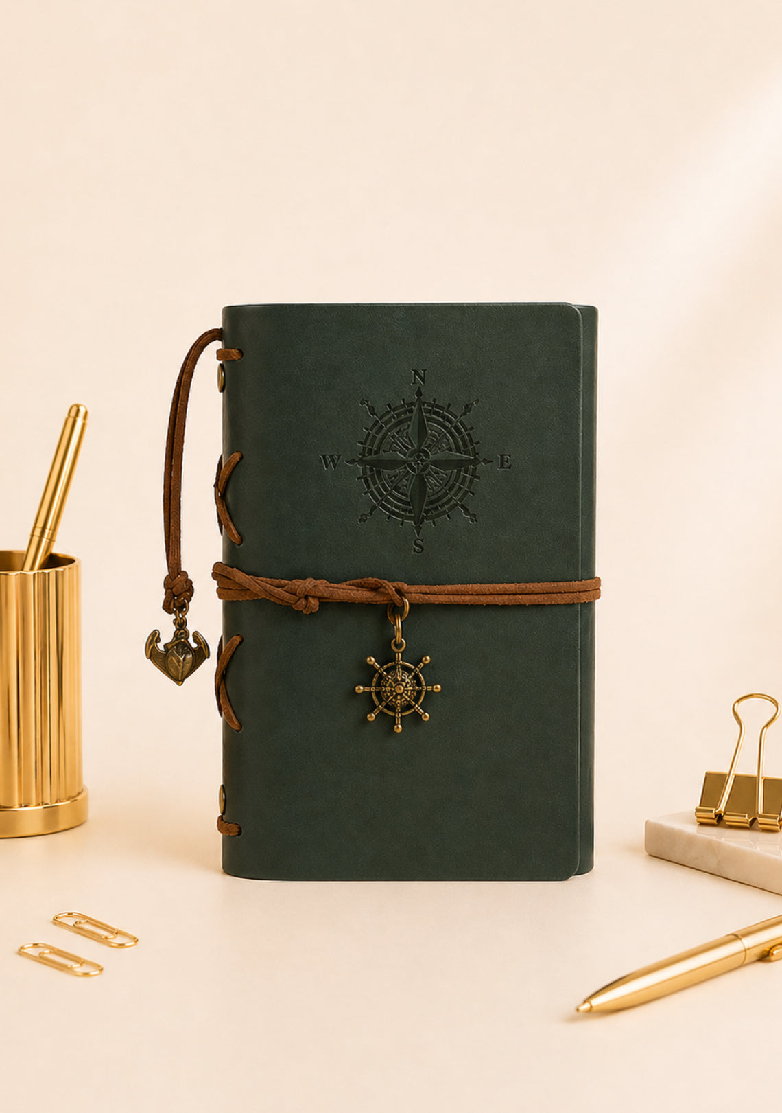 📗 A6 Leather Notebook — Vintage Refillable Journal (5 Colors)