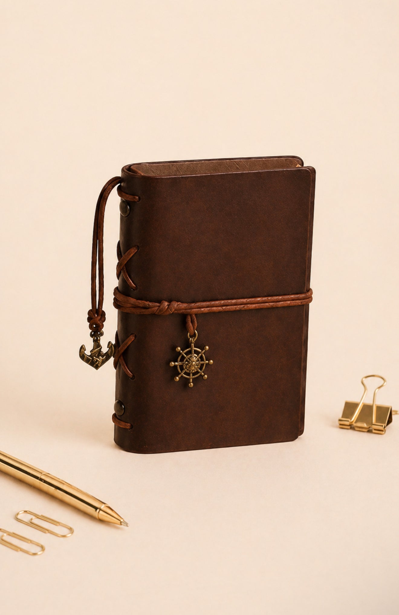 📗 A6 Leather Notebook — Vintage Refillable Journal (5 Colors)