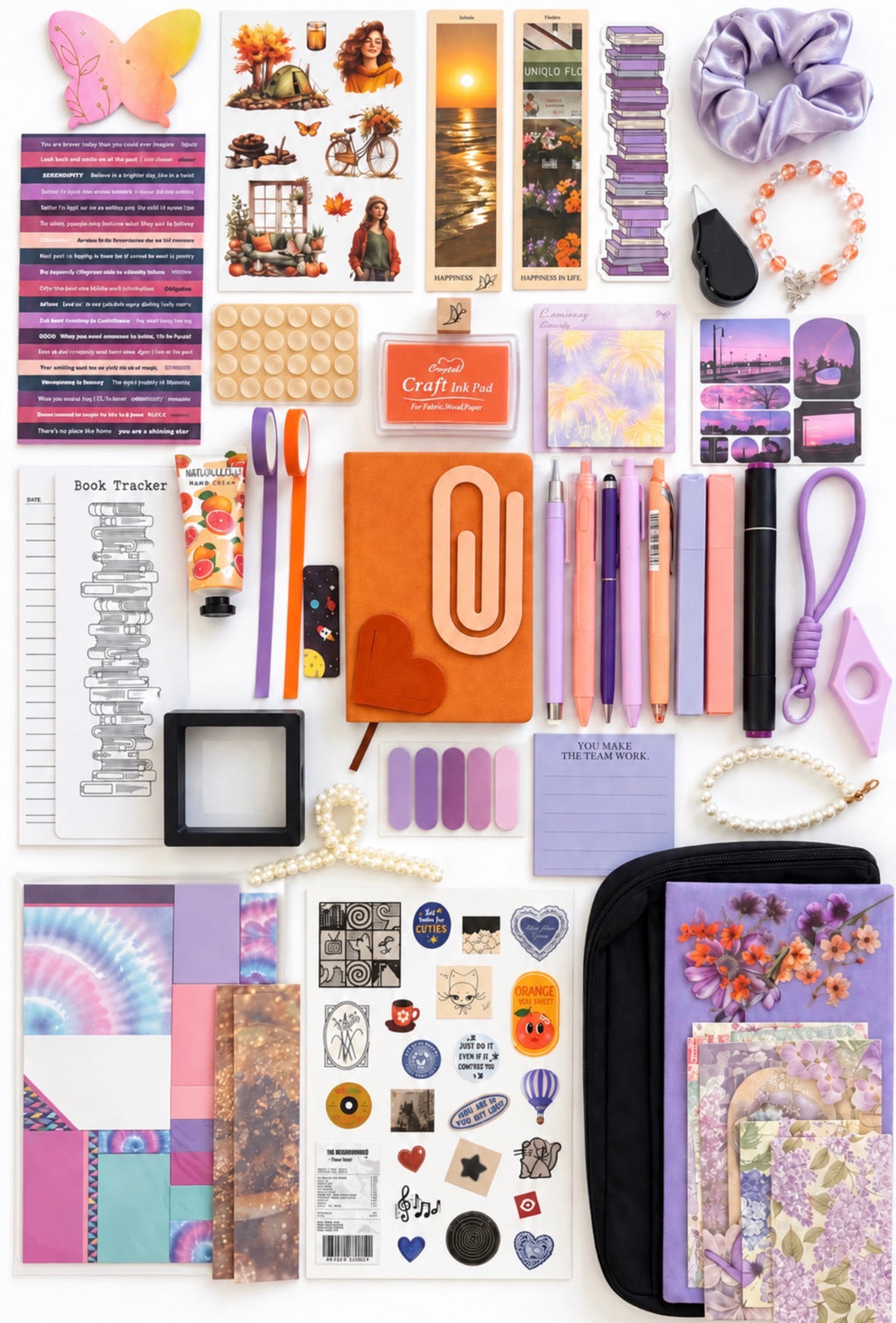 Halloween Bookish Bundle 50+ Pieces | Cozy Aesthetic Stationery Gift Box with Orange or Purple Notebook