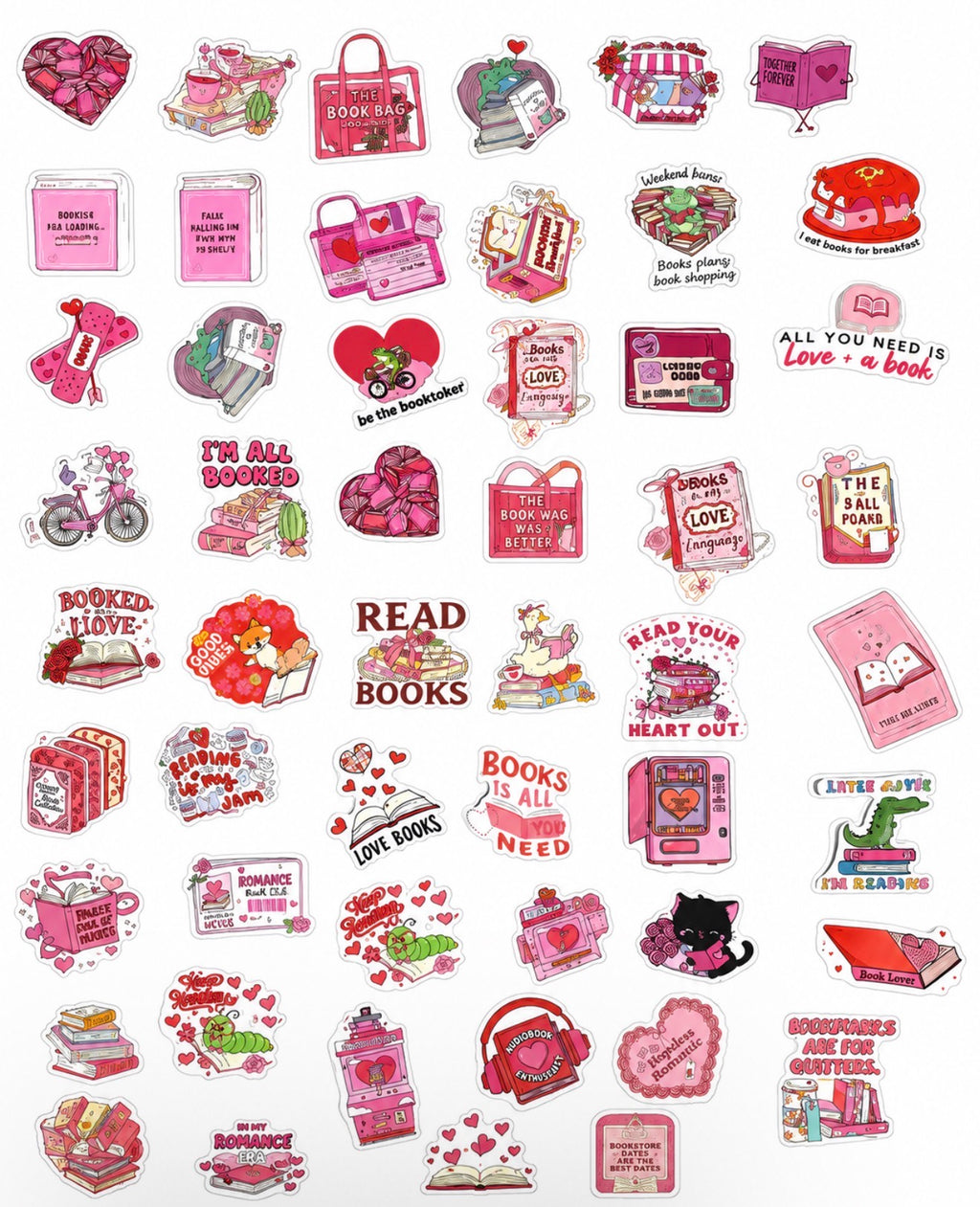 Aesthetic Lover Girl Sticker Pack | Cute Pink Bookish Vinyl Stickers