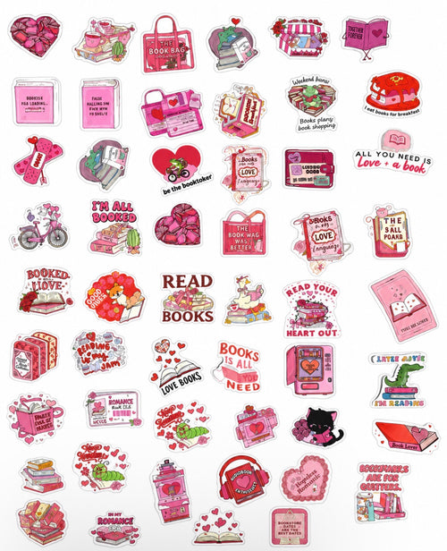 Aesthetic Lover Girl Sticker Pack | Cute Pink Bookish Vinyl Stickers