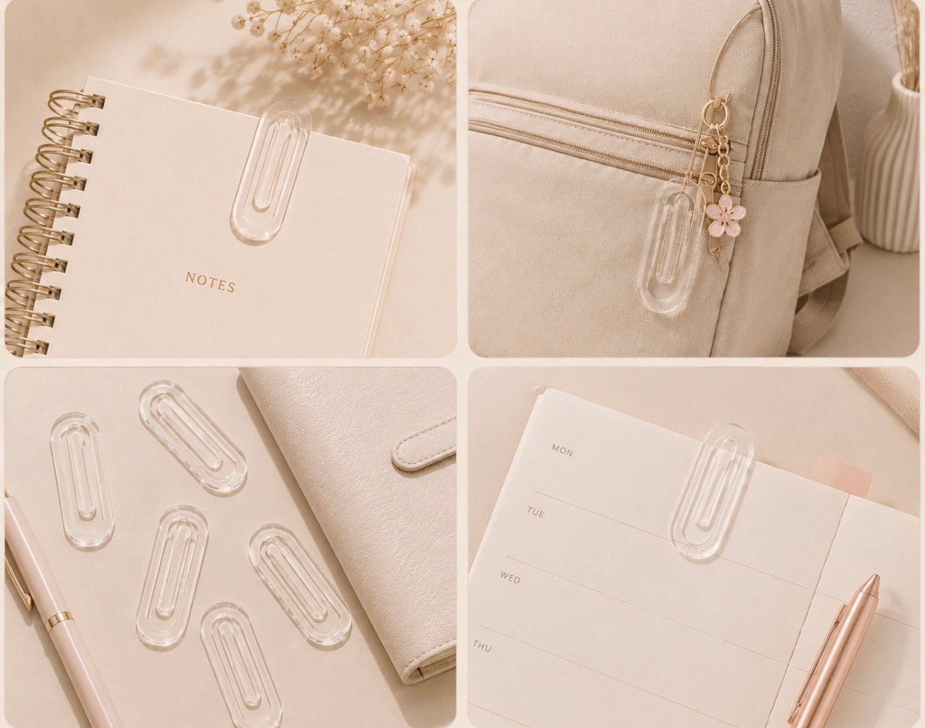 Clear Acrylic Paper Clips | Large Transparent Bookmarks for Journals & Books