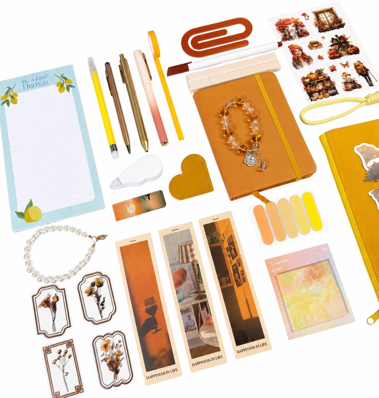 Amber Aura Bookish Bundle – Orange Aesthetic Stationery & Reading Accessories