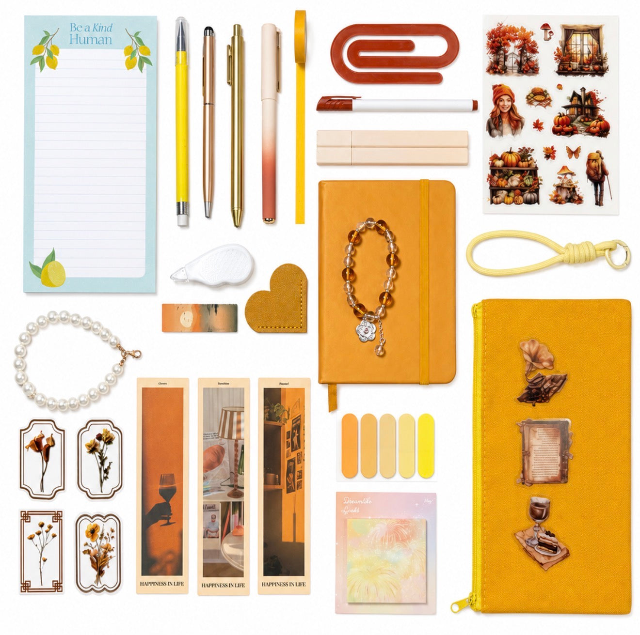 Amber Aura Bookish Bundle – Orange Aesthetic Stationery & Reading Accessories
