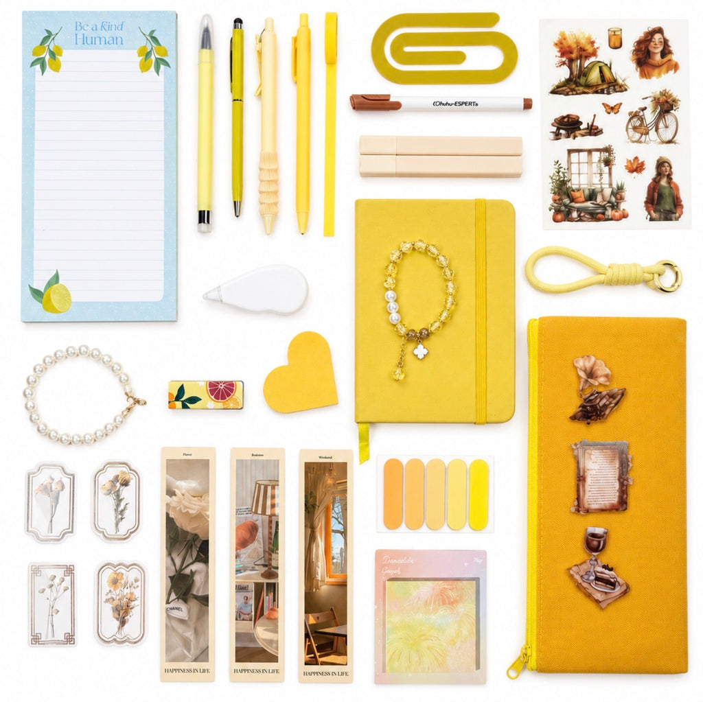 Golden Muse Bookish Bundle – Updated Yellow Aesthetic Stationery & Reading Accessories