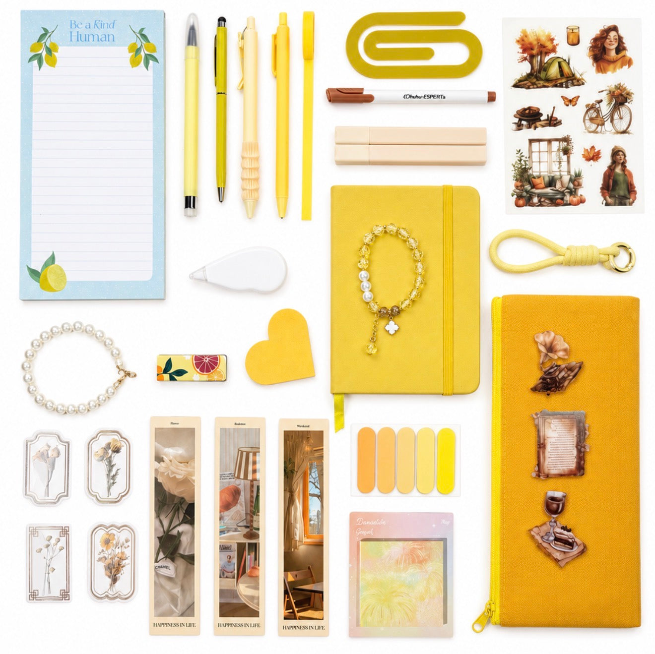 Golden Muse Bookish Bundle – Updated Yellow Aesthetic Stationery & Reading Accessories
