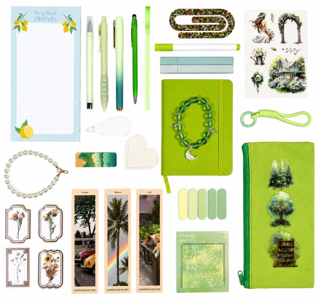 Sage Bloom Bookish Bundle – Updated Soft Green Aesthetic Stationery & Reading Accessories