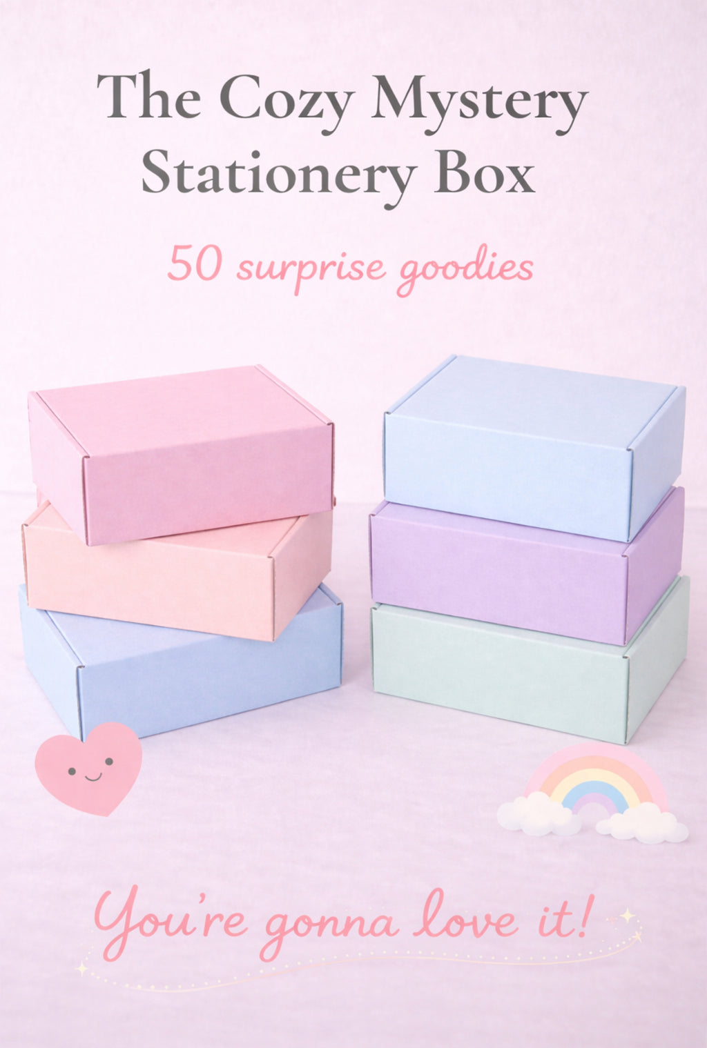 ✨ Cozy Mystery Stationery Box — 50 + Surprise Aesthetic Items