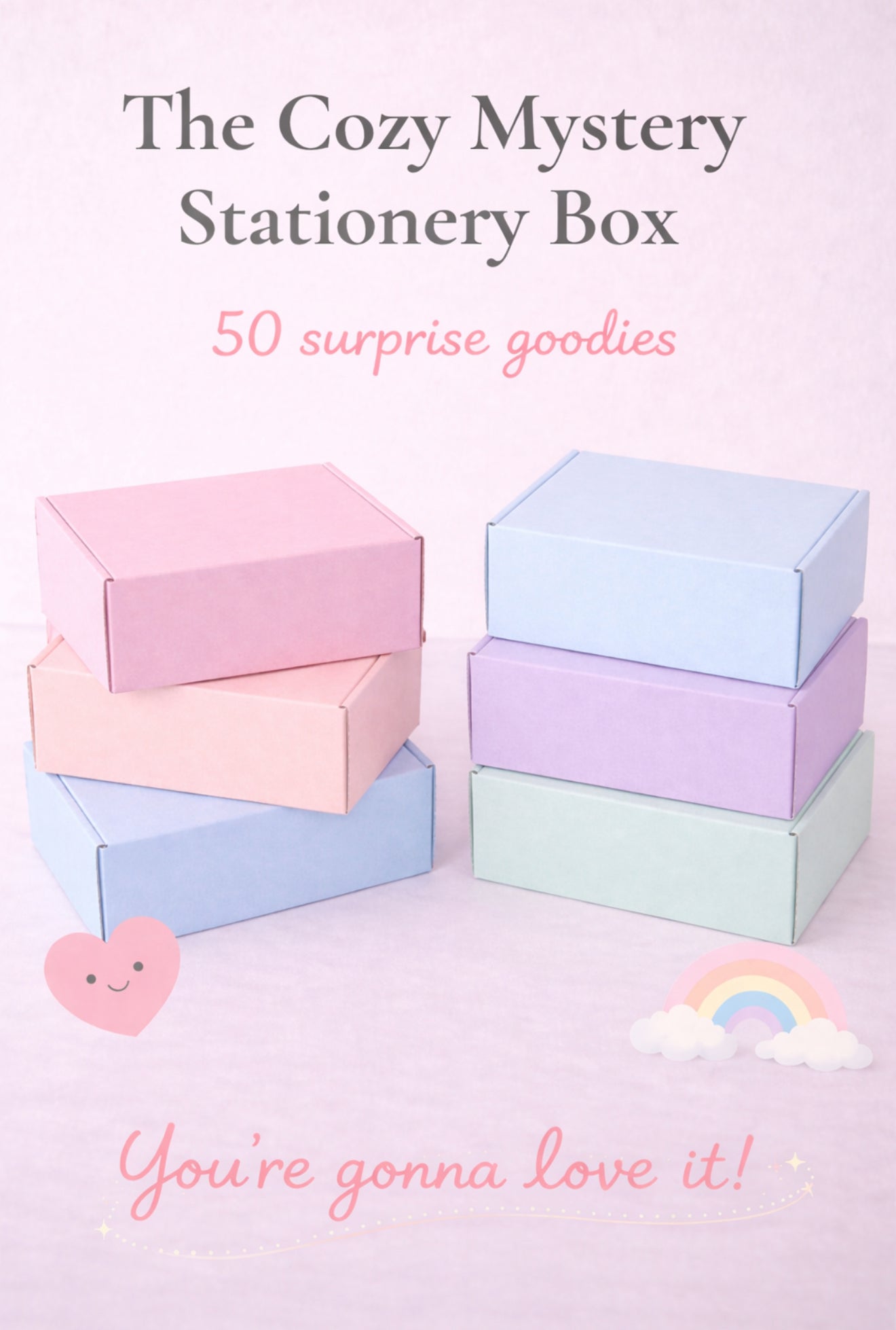 ✨ Cozy Mystery Stationery Box — 50 + Surprise Aesthetic Items