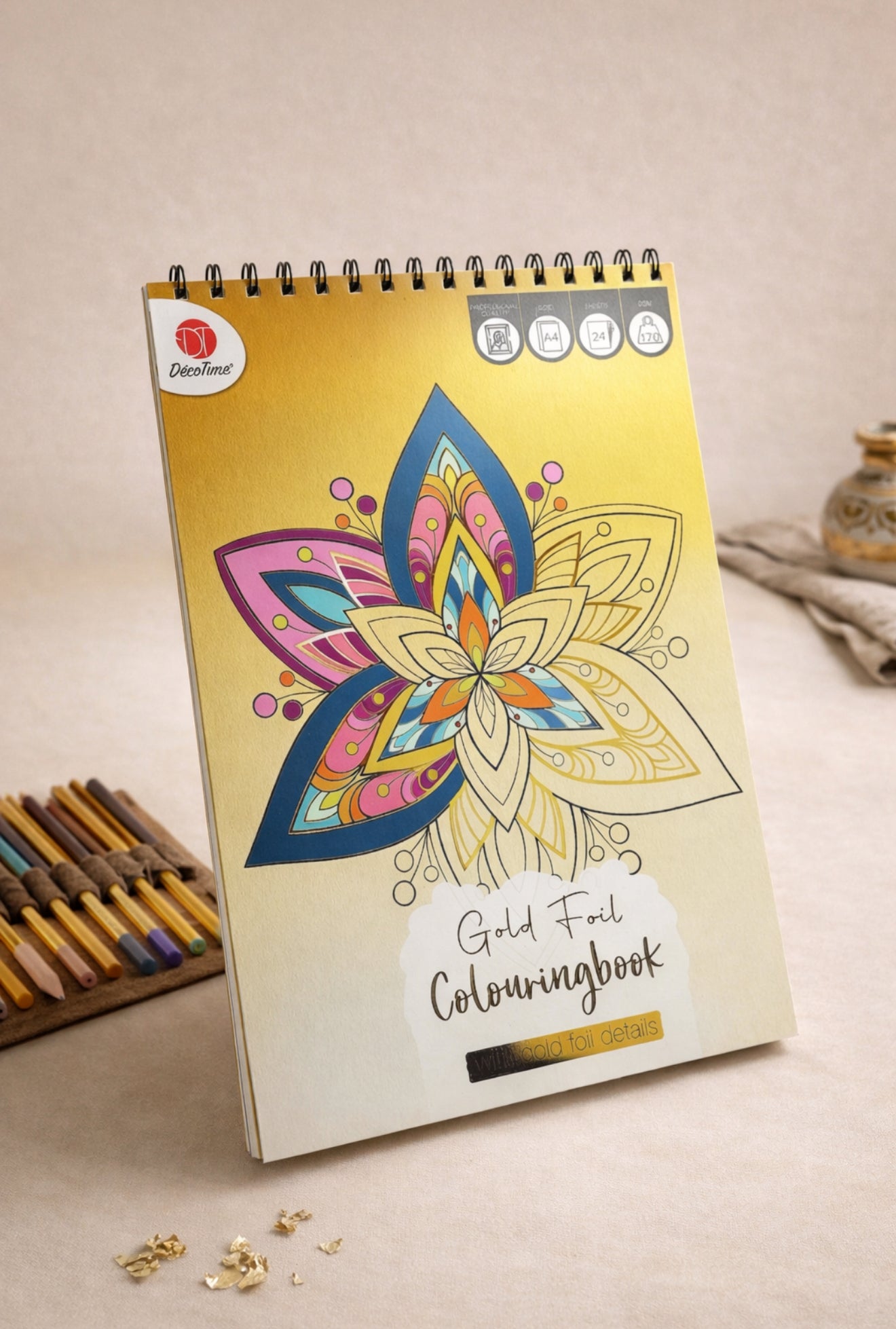 Premium Aesthetic Gold Foil Coloring Books by DécoTime — Choose Your Style