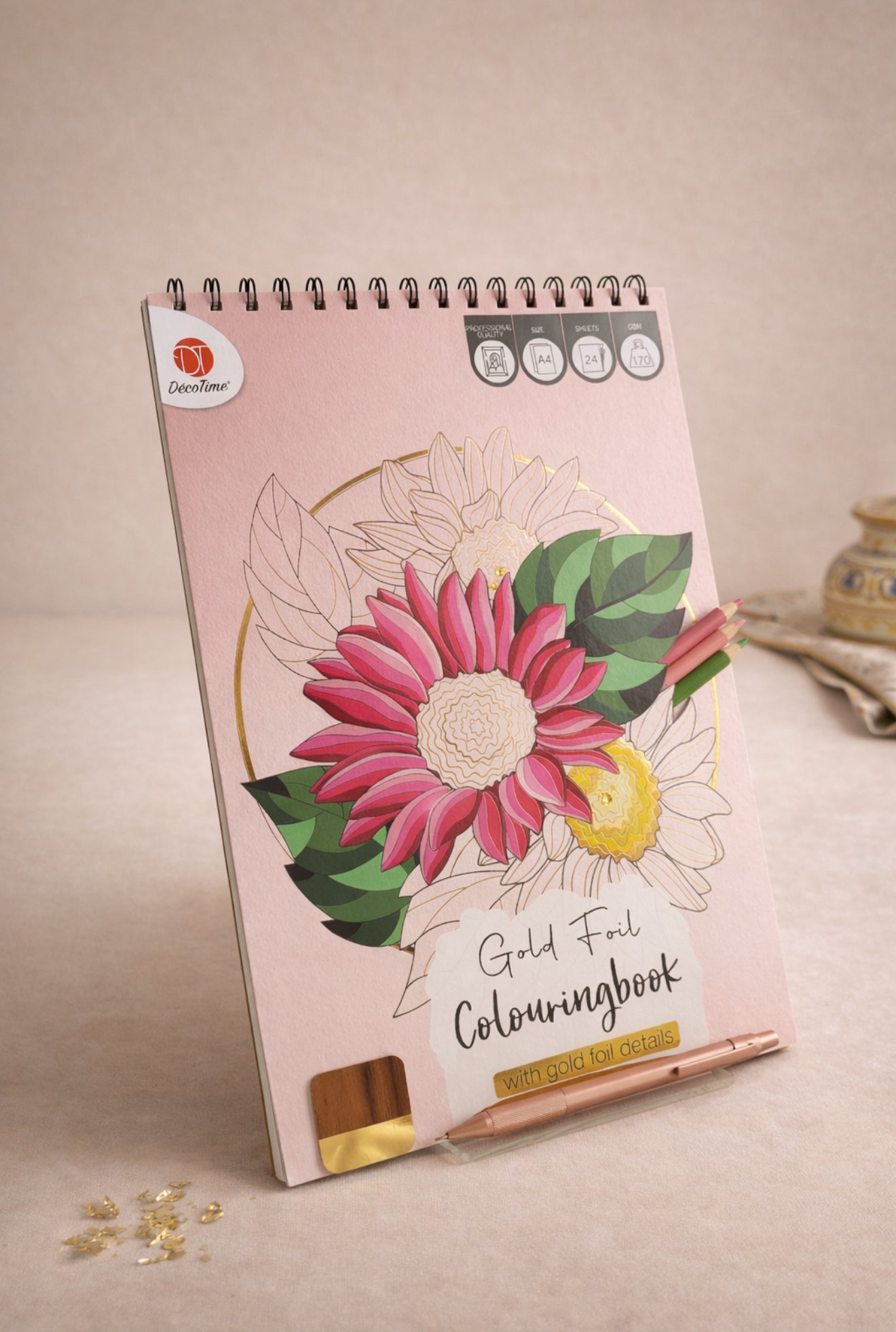 Premium Aesthetic Gold Foil Coloring Books by DécoTime — Choose Your Style