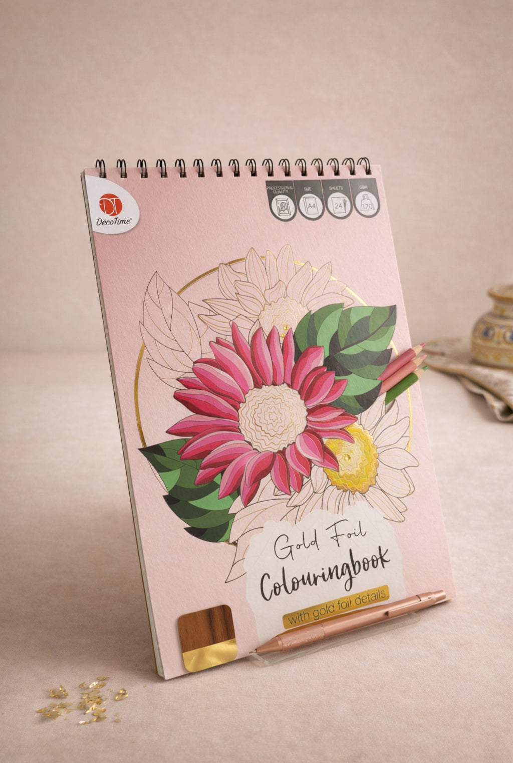 Premium Aesthetic Gold Foil Coloring Books by DécoTime — Choose Your Style