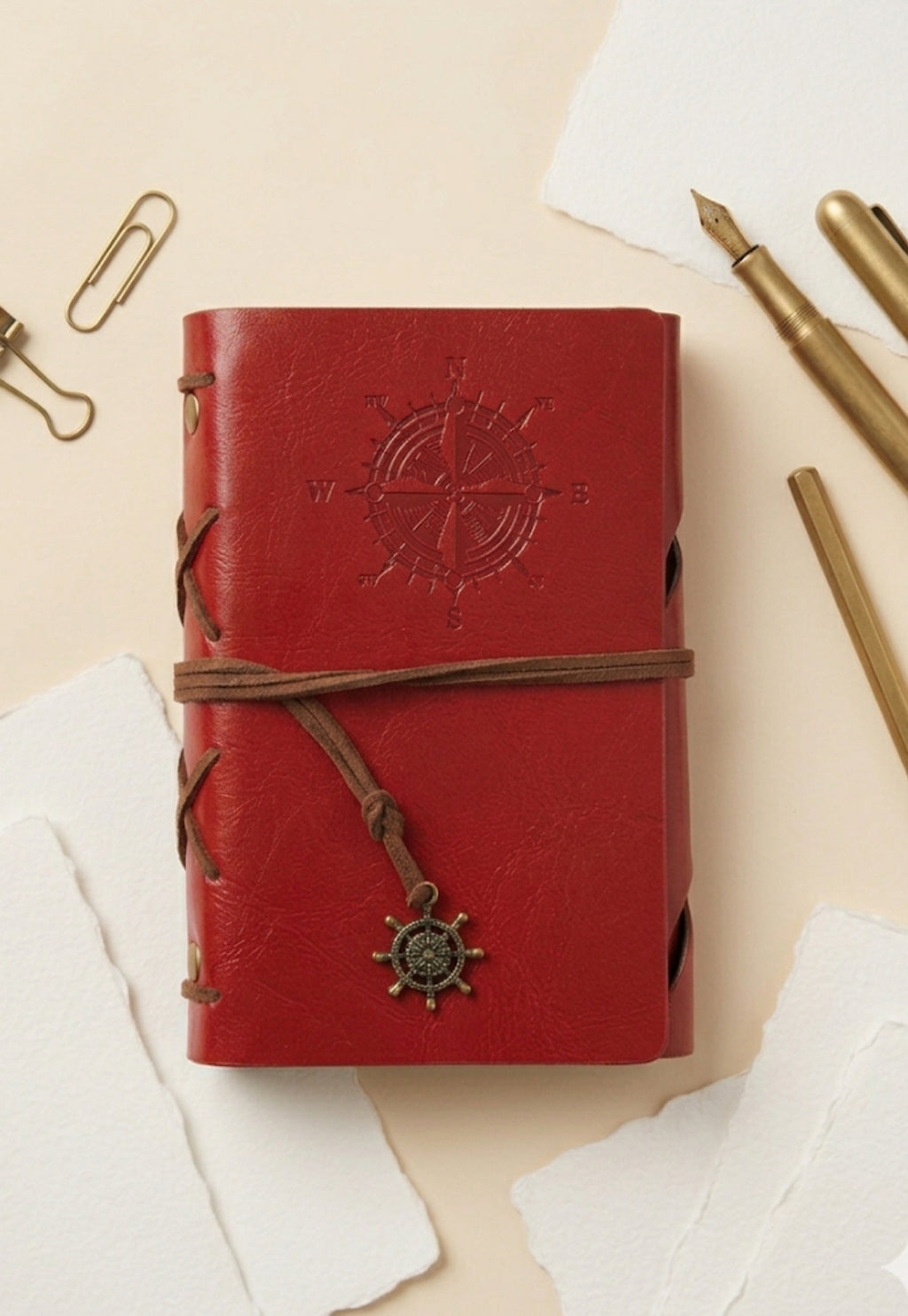 📗 A6 Leather Notebook — Vintage Refillable Journal (5 Colors)